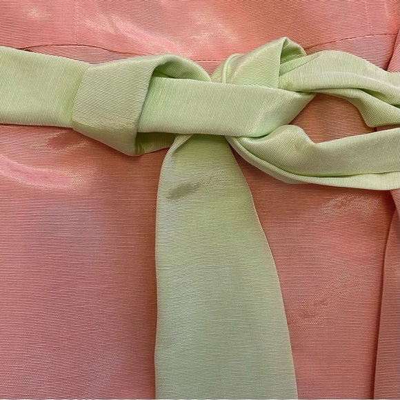 NWT Kathlin Argiro Atelier Pink Strapless Taffeta Gown with Pistachio Sash - Picture 8 of 16